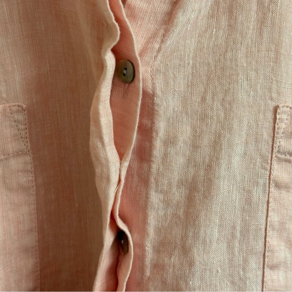 J Jill Love Linen Womens Size M Soft Pink Long Sleeve Button Up Tunic Blouse Top - Picture 3 of 9